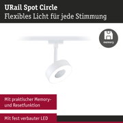 Weißer URail Spot Circle LED-Strahler mit Memory- und Resetfunktion für flexible Beleuchtung