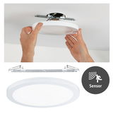 Rond wit LED-plafondpaneel met bewegingssensor en metalen beugel voor eenvoudige montage