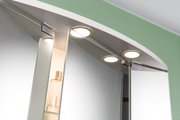 Rundes LED-Badezimmerspiegellicht mit weißem Rahmen und warmweißem Licht für moderne Badbeleuchtung
