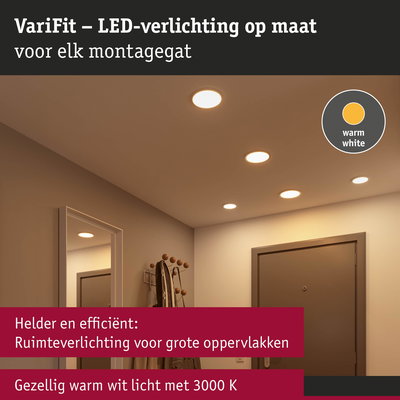 Warme witte LED-inbouwspots in plafond voor efficiënte ruimteverlichting met 3000K lichtkleur