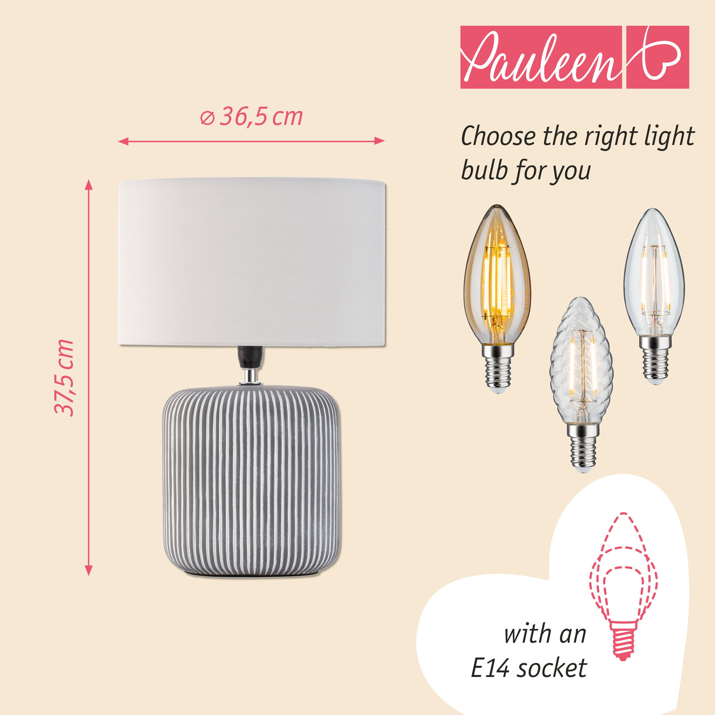 Paulmann Pauleen Table lamp Pure Shine E14 max. 20W Light grey/Grey/White