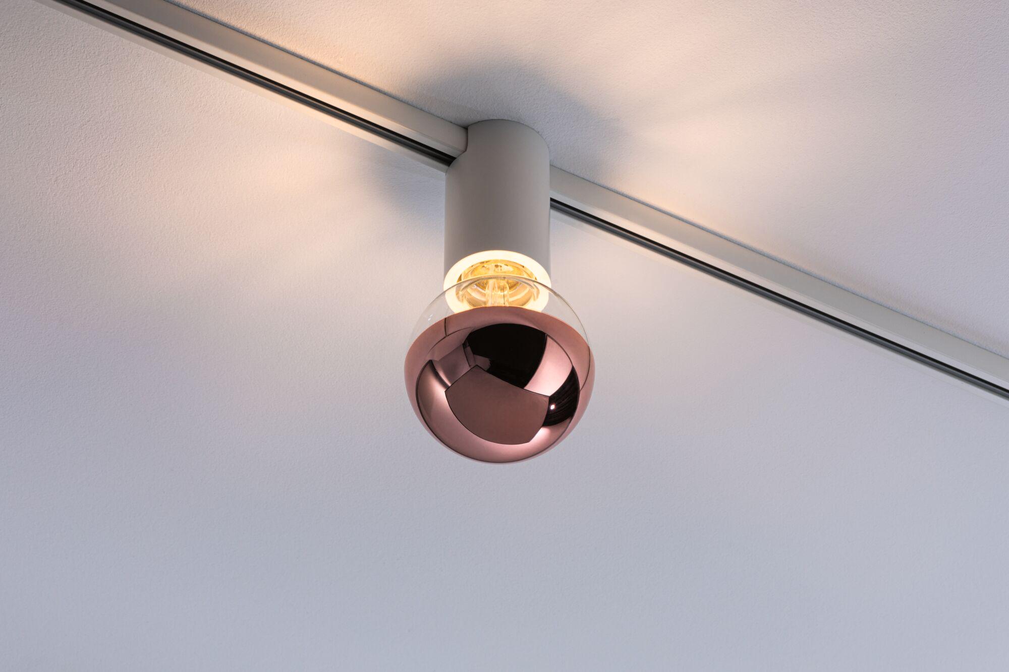 Modern ceiling spotlight with white housing and copper glass globe for stylish room lighting