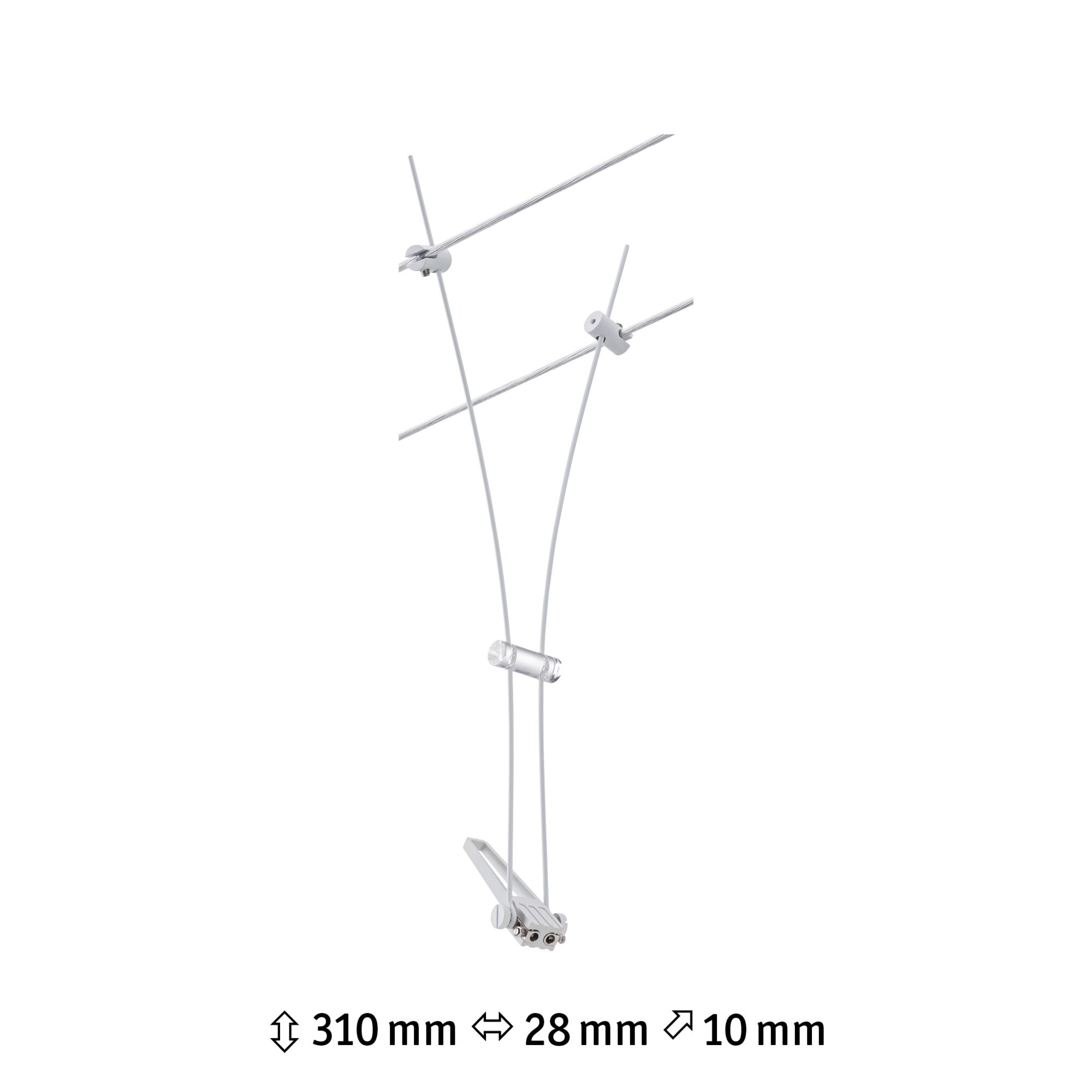 White cable wire with mounting and fastening elements for flexible lighting systems