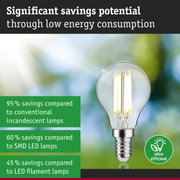 Energy-saving LED light bulb with clear glass and E14 base for efficient sustainable lighting