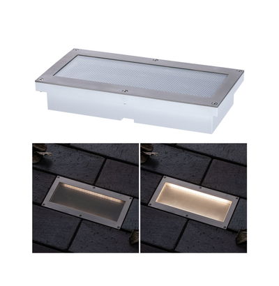 Rechteckige Edelstahl-Einbauleuchte mit milchigem Glas für Außenbereiche, energiesparende LED-Beleuchtung