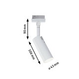 White metal LED spotlight 90 mm high and 43 mm diameter for modern indoor lighting solutions