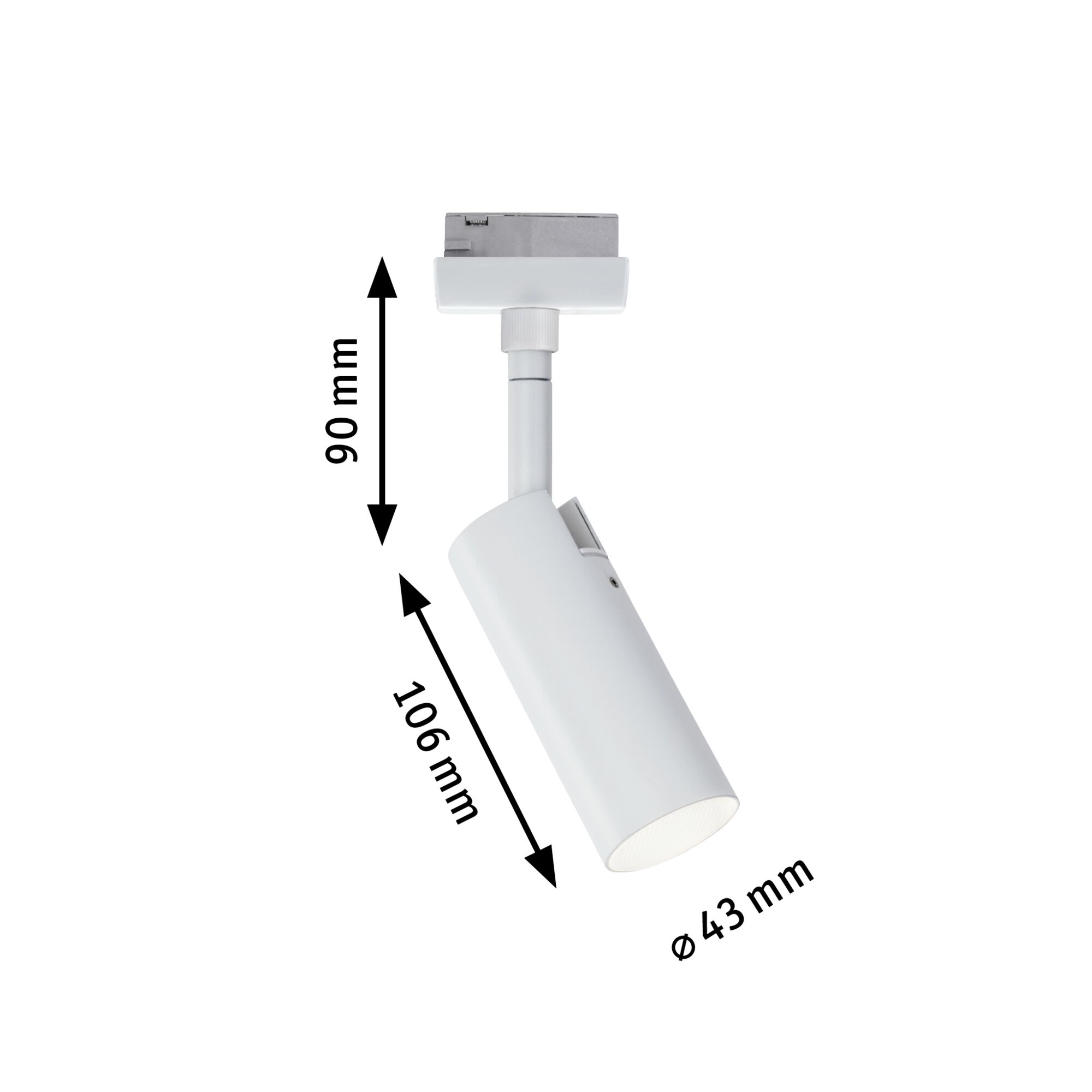 Weißer LED-Strahler aus Metall mit 90 mm Höhe und 43 mm Durchmesser für moderne Beleuchtung