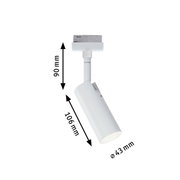 Weißer LED-Strahler aus Metall mit 90 mm Höhe und 43 mm Durchmesser für moderne Beleuchtung