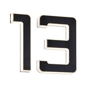 Numéro de maison solaire noir 13 avec éclairage LED blanc pour extérieur et façades.
