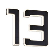 Black solar house number 13 with white LED lighting for outdoor and facade use.