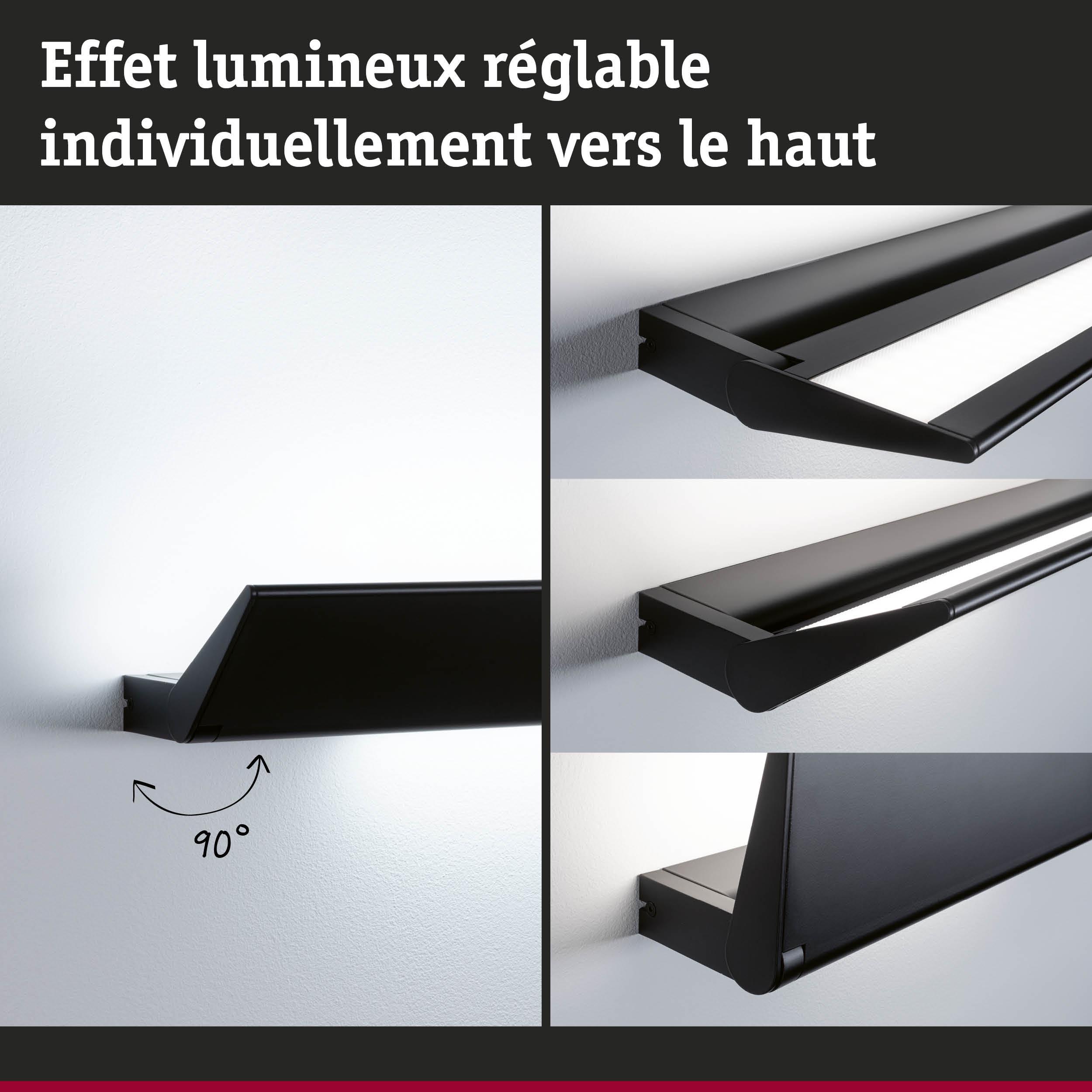 Applique murale LED noire en métal avec effet lumineux réglable individuellement jusqu'à 90 degrés