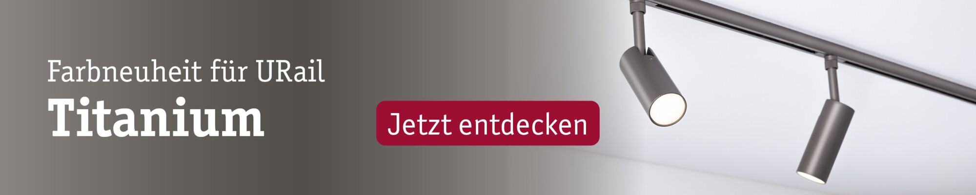 Titaniumfarbener URail Schienenspot aus Metall mit zwei LED-Leuchten für moderne Raumbeleuchtung