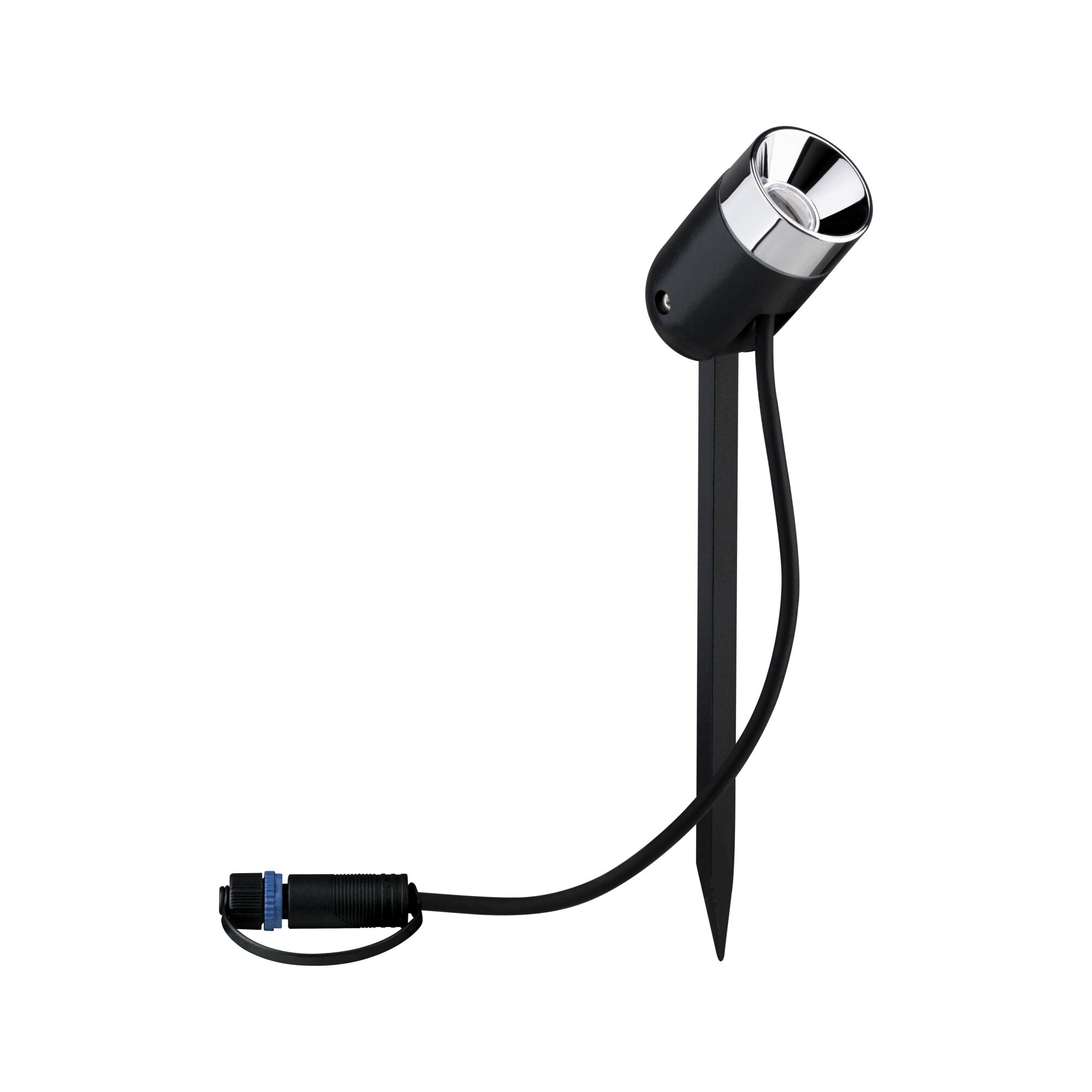 Schwarzer LED-Gartenstrahler mit Erdspieß und Kabel für Außenbeleuchtung und Gartendekoration