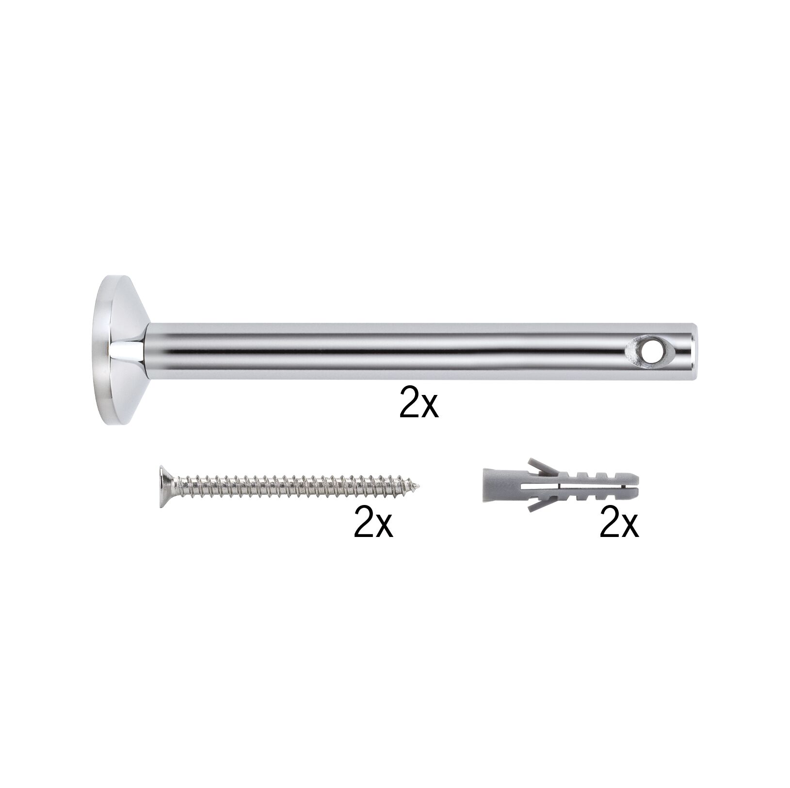 Seilsystem Montageset Umlenker/Abhängung Chrom Zwei verchromte Metallhalterungen mit Schrauben und Dübeln für Wandmontage, Befestigungsset.