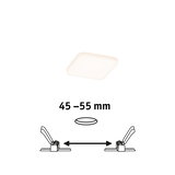 Vierkante witte LED-plafondlamp met 45-55 mm inbouwdiepte en veerklemmen voor eenvoudige montage