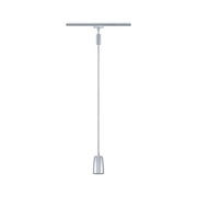 Modern silver metal pendant light head with cable for track lighting system
