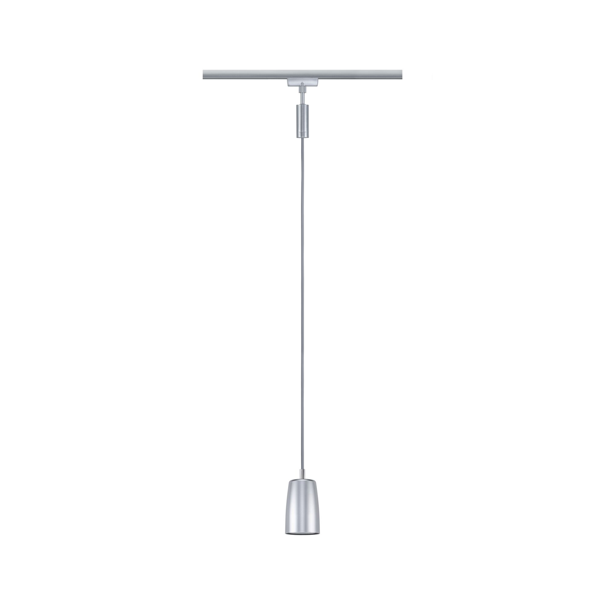 Modern silver metal pendant light head with cable for track lighting system