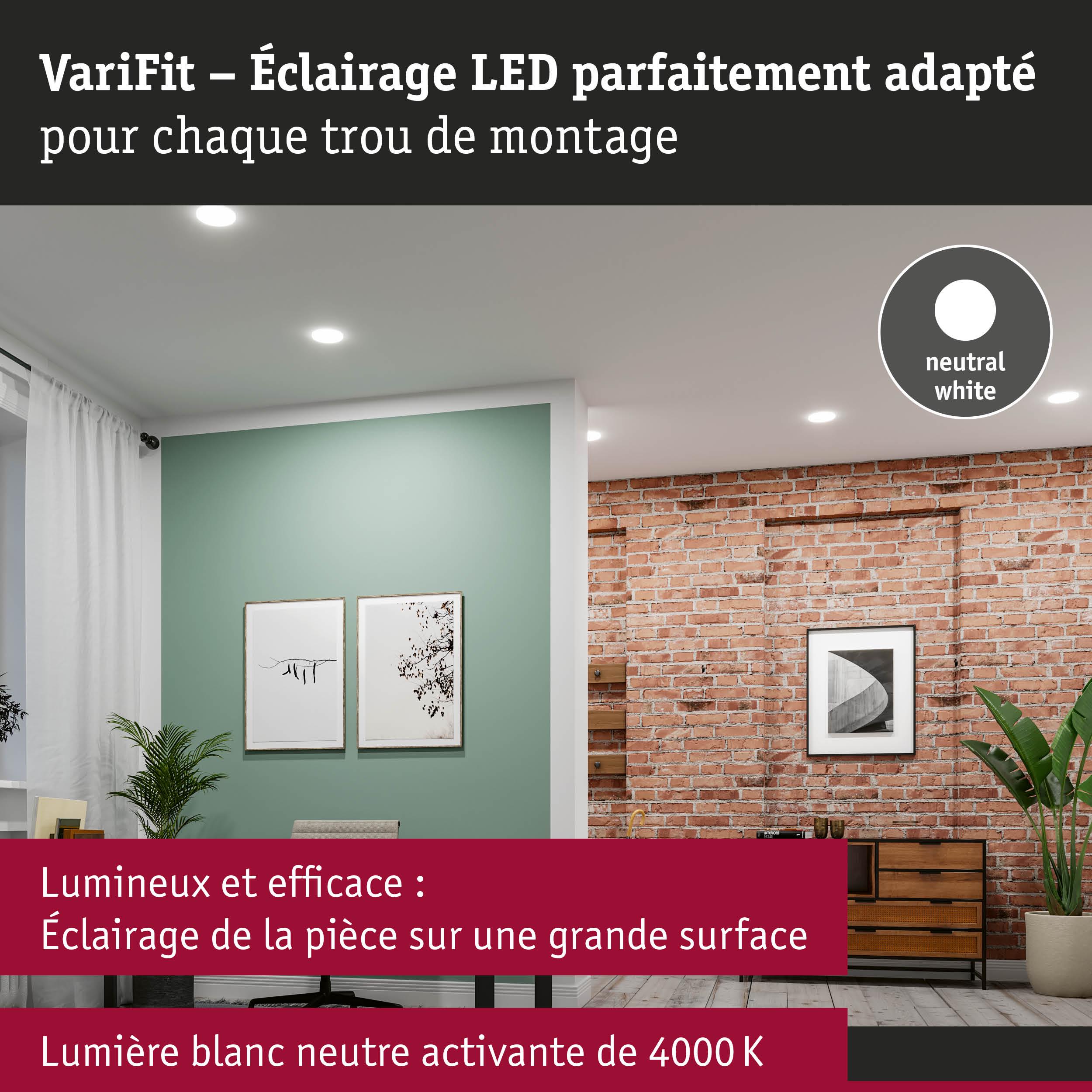 Éclairage LED VariFit blanc neutre 4000K pour une lumière lumineuse et efficace sur grande surface