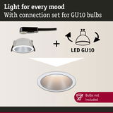White metal recessed spotlight with connection set for GU10 LED bulbs, light fixture without bulbs