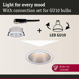 White metal recessed spotlight with connection set for GU10 LED bulbs, light fixture without bulbs