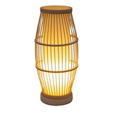 Moderne bordlampe i træ med varmt hvidt lys og dekorativt gitterdesign til hyggelig belysning