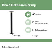 Schwarze LED-Außenleuchte mit rundem Leuchtkopf und Kabelanschluss für Gartenbeleuchtung