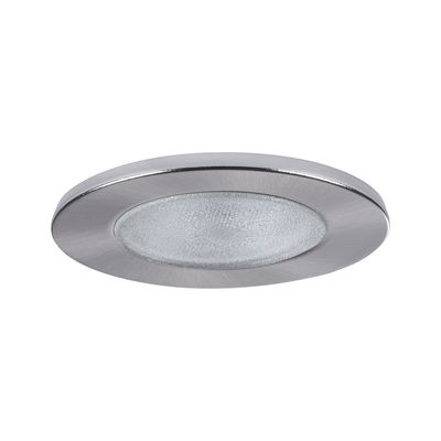 Rundes Einbauleuchtenglas mit gebürstetem Edelstahlrahmen in Silber für moderne LED-Beleuchtung