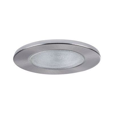 Rundes Einbauleuchtenglas mit gebürstetem Edelstahlrahmen in Silber für moderne LED-Beleuchtung