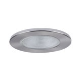 Round recessed light glass with brushed stainless steel frame in silver for modern LED lighting