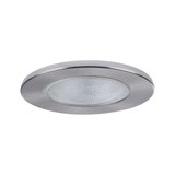 Round recessed light glass with brushed stainless steel frame in silver for modern LED lighting