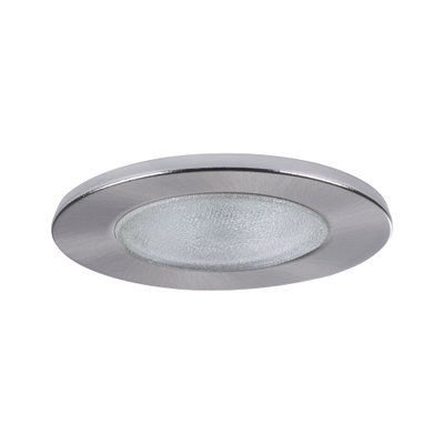 Round recessed light glass with brushed stainless steel frame in silver for modern LED lighting