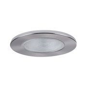 Round recessed light glass with brushed stainless steel frame in silver for modern LED lighting
