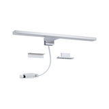 Moderne LED-Spiegelleuchte in Chrom mit Anschlusskabel und Halterungen für Badbeleuchtung
