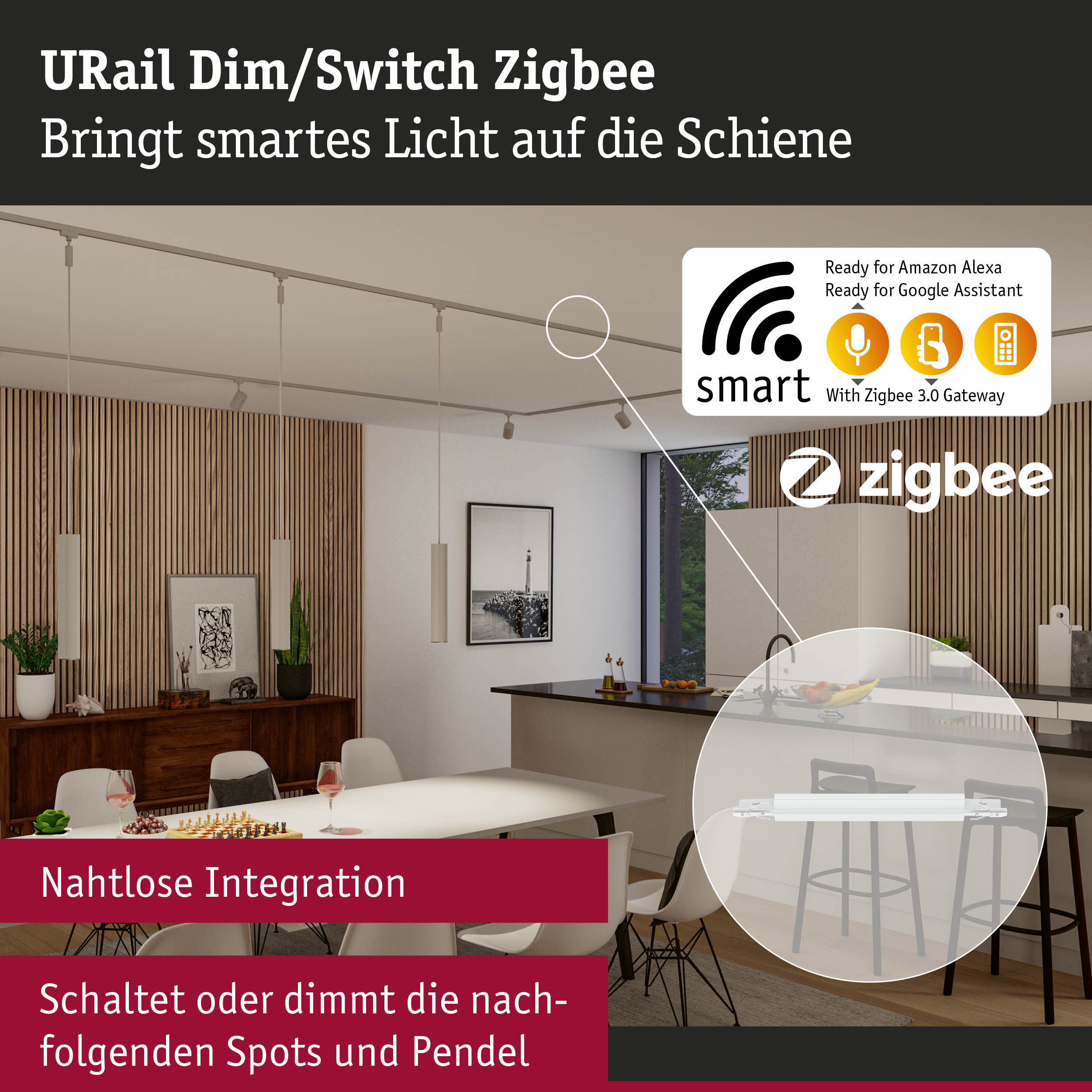 URail Dim/Switch Zigbee für smarte Lichtsteuerung mit nahtloser Integration in moderne Wohnräume