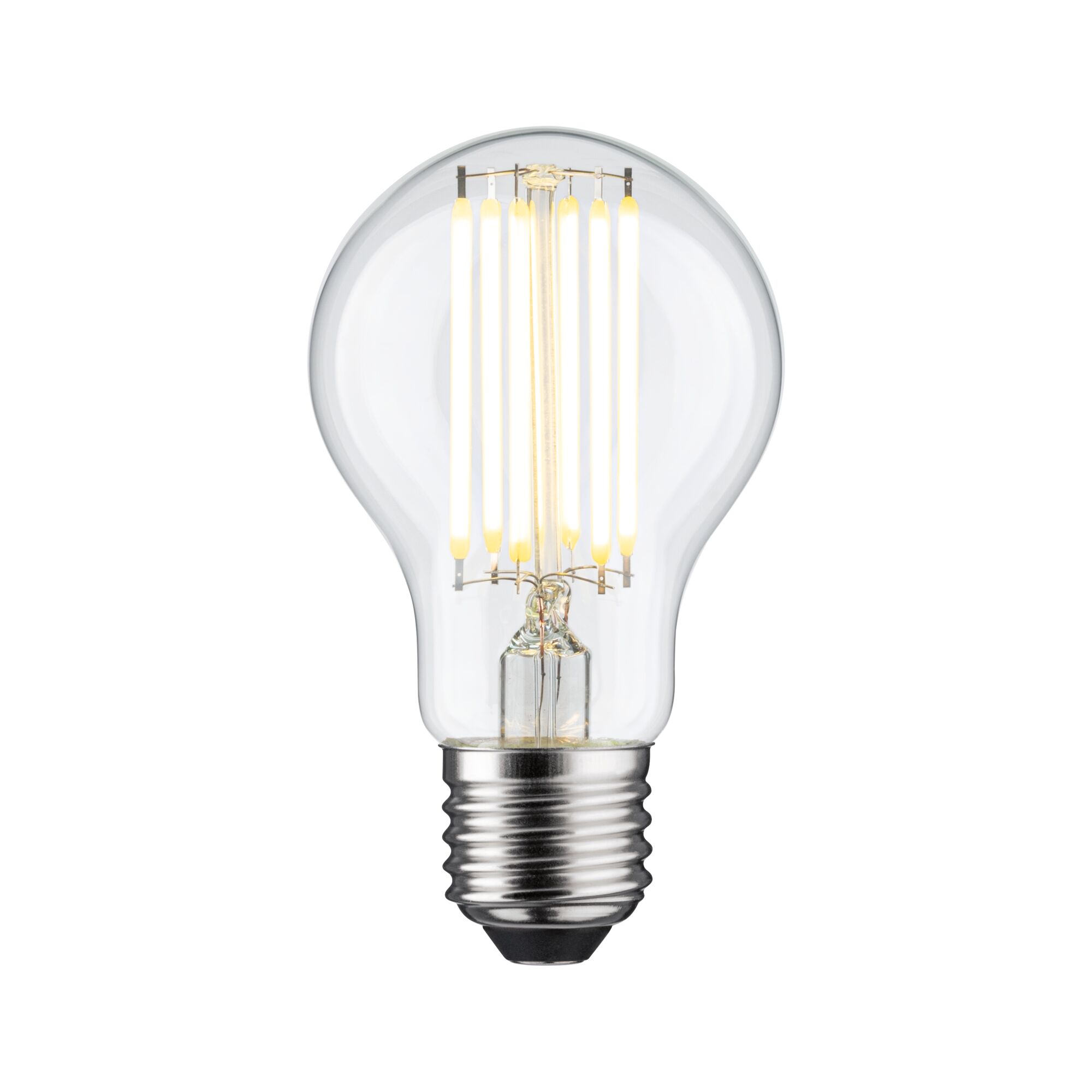 Classic LED light bulb with clear glass and warm white light for energy-efficient lighting