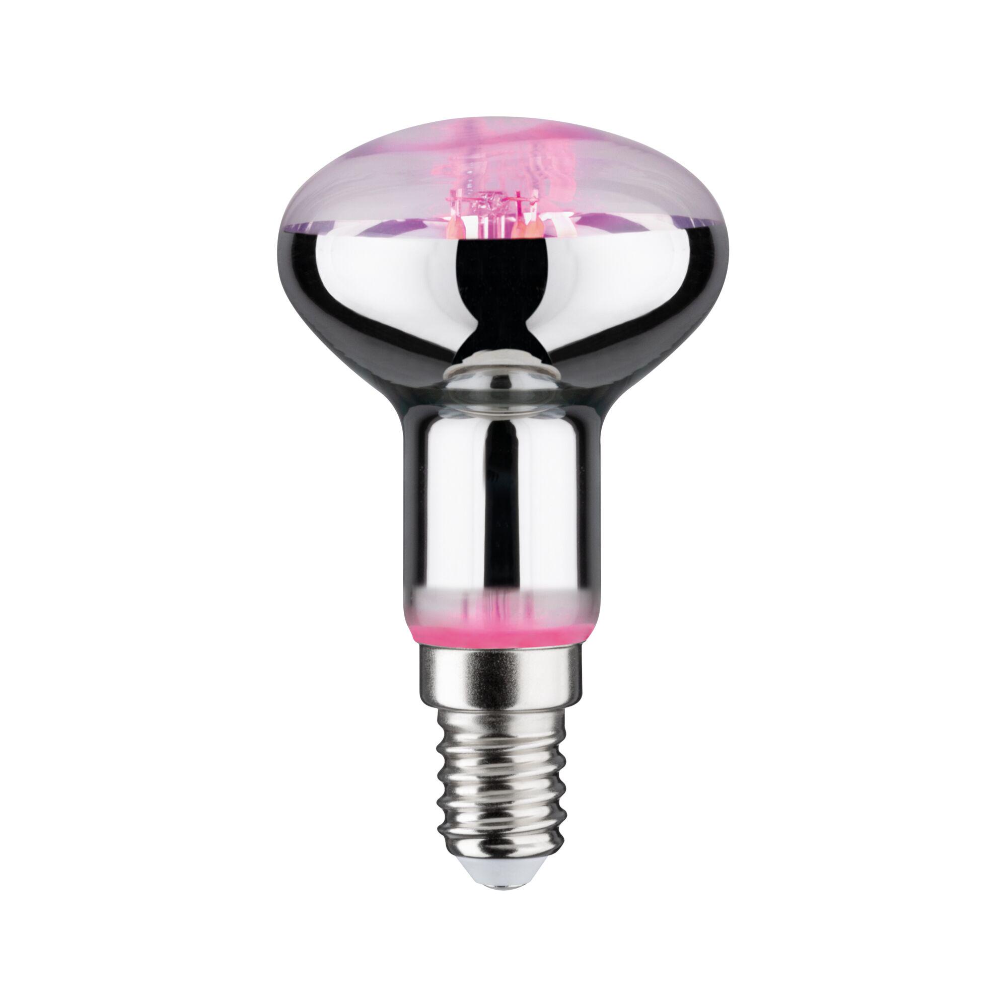 Reflecterende LED-lamp met E14-fitting en roze accent voor decoratieve verlichting