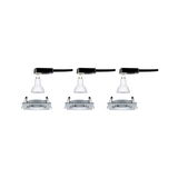 Trois ampoules LED GU10 blanches avec cadres encastrés carrés en aluminium pour éclairage de plafond moderne