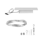 White LED rope light with clear cable and mounting accessories for versatile lighting setups