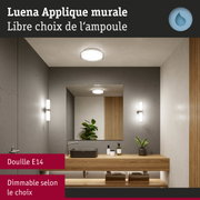 Salle de bain moderne avec applique murale Luena blanche, dimmable avec douille E14 pour éclairage réglable