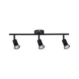 Black three-light LED ceiling lamp made of metal for modern room lighting