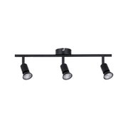 Black three-light LED ceiling lamp made of metal for modern room lighting