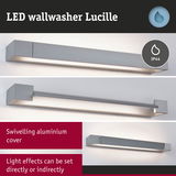 Lucille LED wallwasher in grey aluminium with swivelling cover and IP44 rating for direct or indirect lighting effects