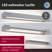 Grey aluminium LED wallwasher Lucille with IP44 rating for adjustable direct or indirect lighting