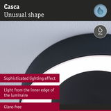 Black Casca LED ceiling light with unusual shape and glare-free illumination for contemporary interiors