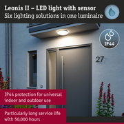 Leonis II white LED light with sensor, IP44 protection for indoor and outdoor entrance lighting