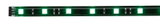 Groene LED-strip met meerdere gloeiende vierkanten op zwart circuitbord voor decoratieve verlichting