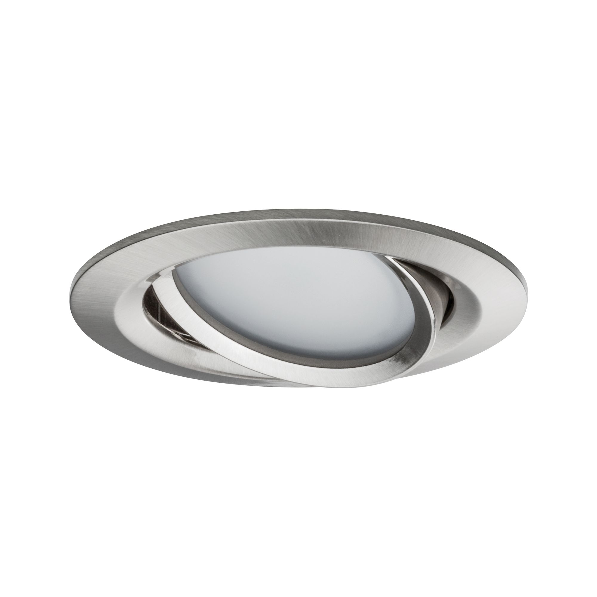 Round brushed stainless steel recessed spotlight with white diffuser for LED lighting