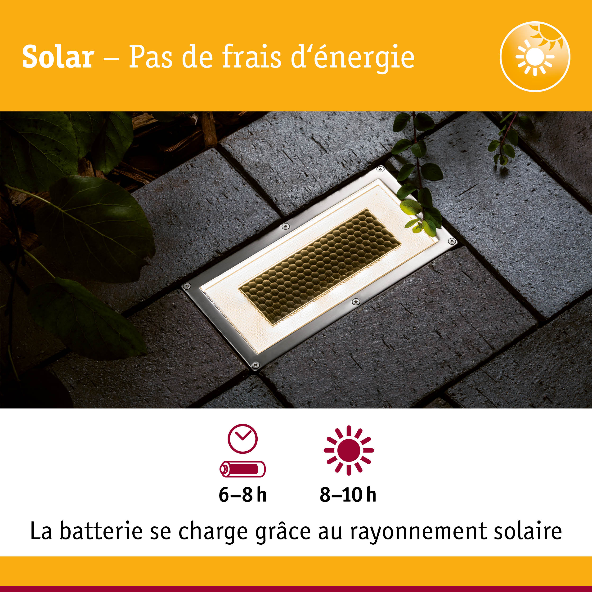 Éclairage extérieur solaire avec panneau solaire intégré et batterie pour éclairage économique du jardin