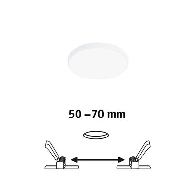 Round white LED panel light with 50-70 mm installation size, energy-saving ceiling lamp for living spaces