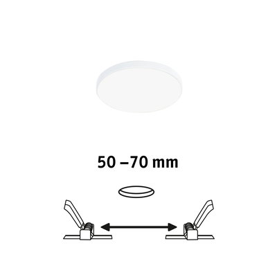 Round white LED panel light with 50-70 mm installation size, energy-saving ceiling lamp for living spaces